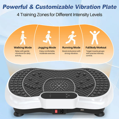 Vibration Plate Exercise Machine Whole Body Workout Vibration Fitness Platform with Accessories, White