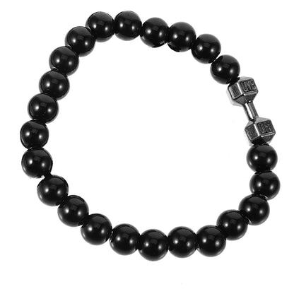 Gym For Men Cool Weighted Dumbbell Bead Bracelet Black Beaded Jewelry Exercise Wrist Weight Hand Fatigue Relief Durable Zinc