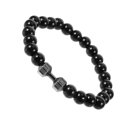 Gym For Men Cool Weighted Dumbbell Bead Bracelet Black Beaded Jewelry Exercise Wrist Weight Hand Fatigue Relief Durable Zinc