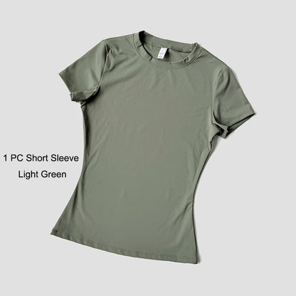 Sports Sets Fitness Hip-lifting Tight Top Short Sleeve Running Workout Gym Shorts Tracksuits For Women Breathable Sports Suits