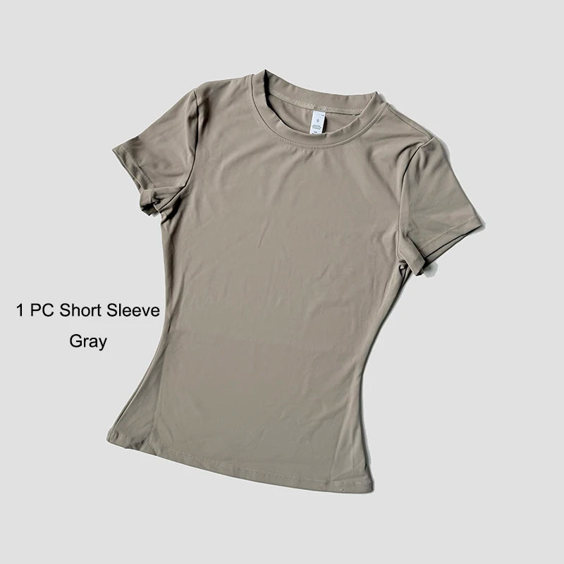 Sports Sets Fitness Hip-lifting Tight Top Short Sleeve Running Workout Gym Shorts Tracksuits For Women Breathable Sports Suits