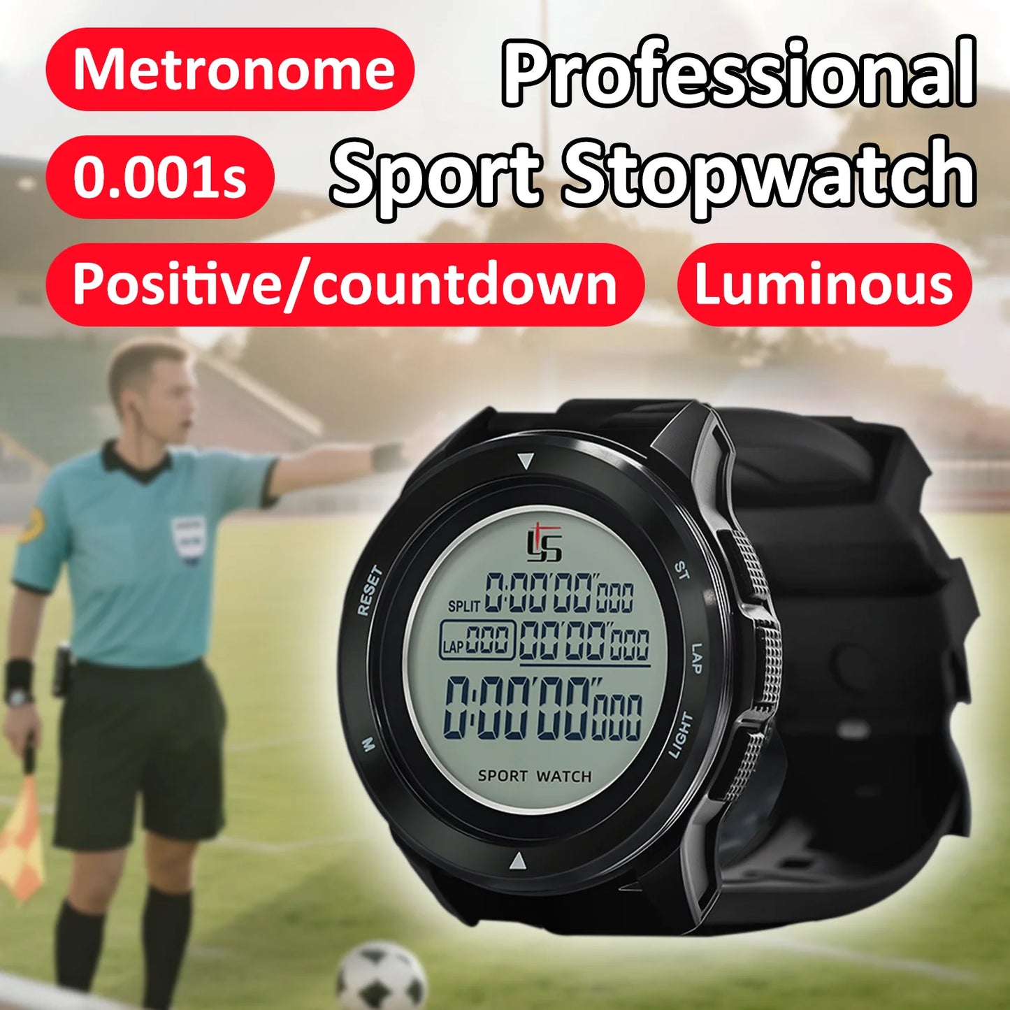 Professional Sport Stopwatch Multifunction Soccer Referee Timer Chronometer 100Group Memory HighPrecision 0.001s Countdown Timer