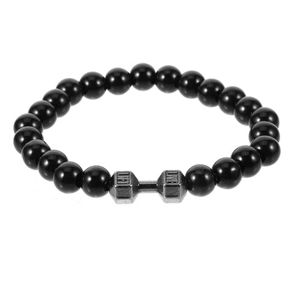 Gym For Men Cool Weighted Dumbbell Bead Bracelet Black Beaded Jewelry Exercise Wrist Weight Hand Fatigue Relief Durable Zinc