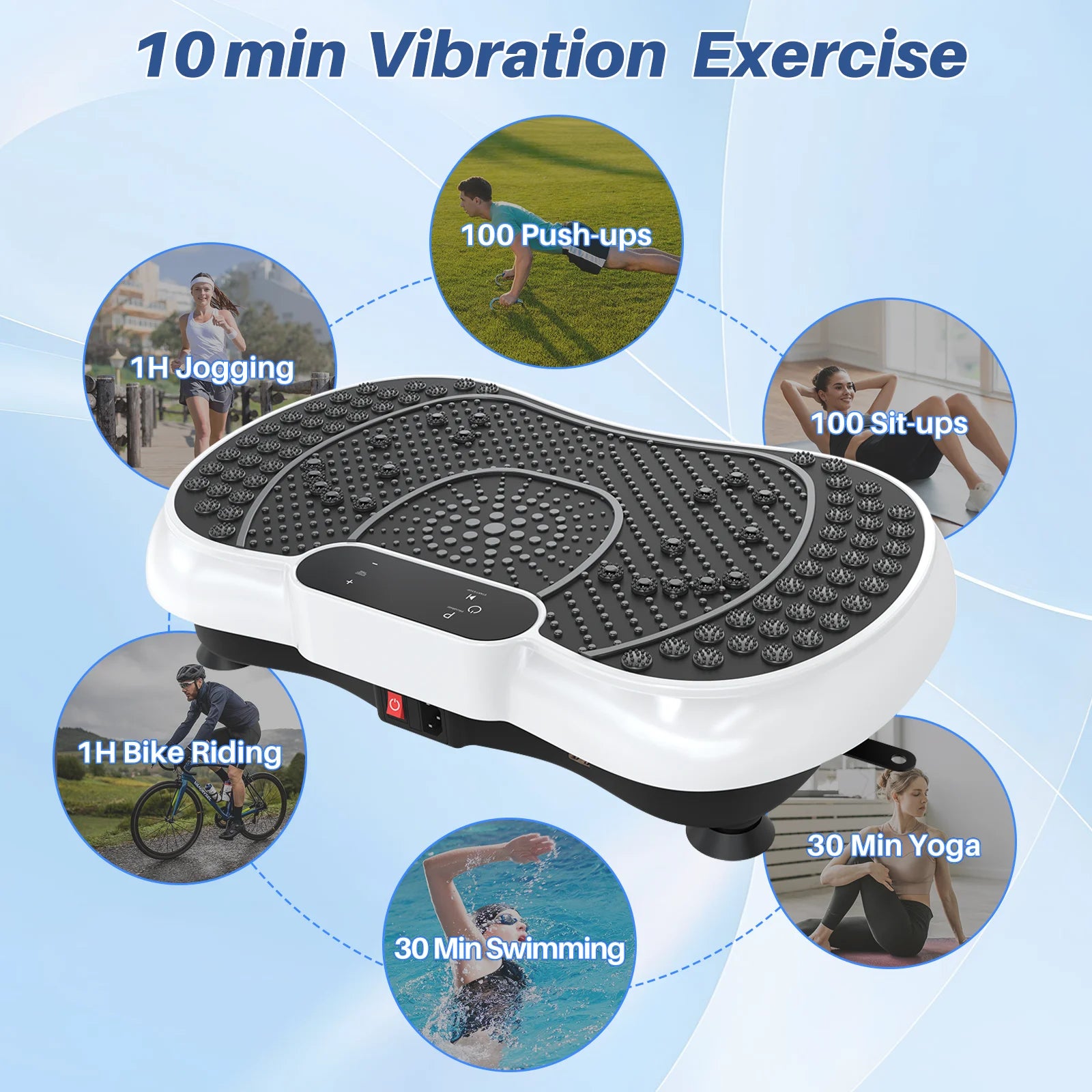 Vibration Plate Exercise Machine Whole Body Workout Vibration Fitness Platform with Accessories, White