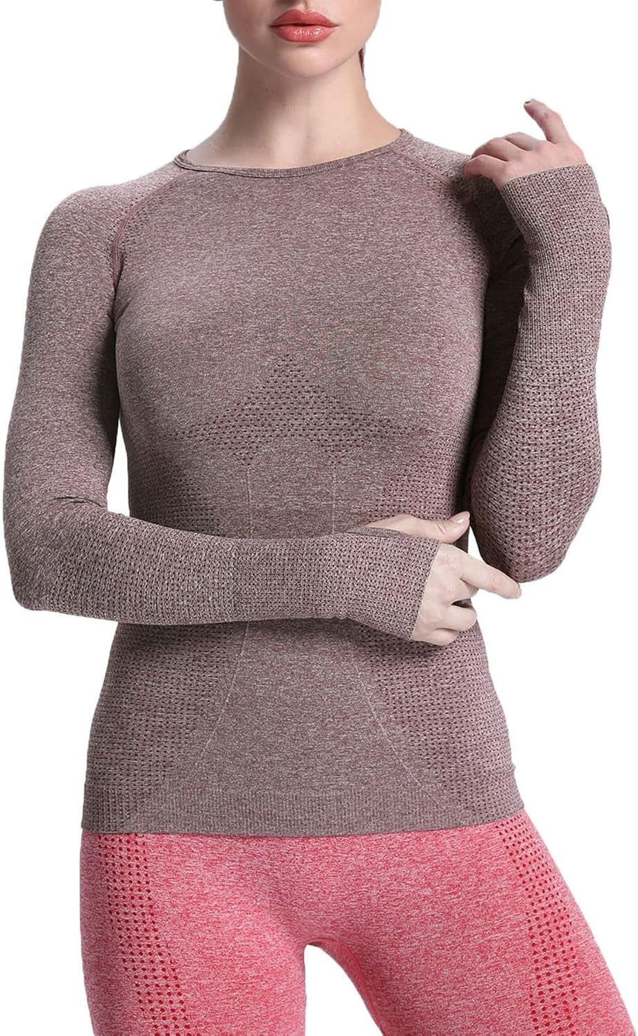 Workout Long Sleeve Shirts for Women Fall Athletic Gym Yoga Running Seamless Tee T-Shirt Tops